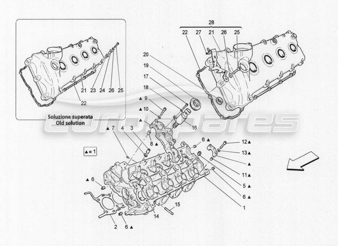 maserati granturismo special edition diagramma delle parti della testata del cilindro sinistra