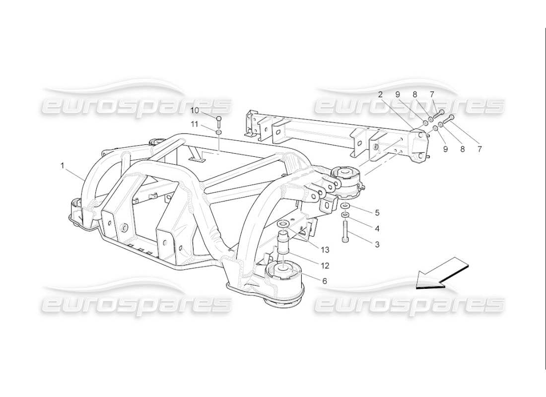 maserati qtp. (2010) 4.7 auto schema delle parti del telaio posteriore