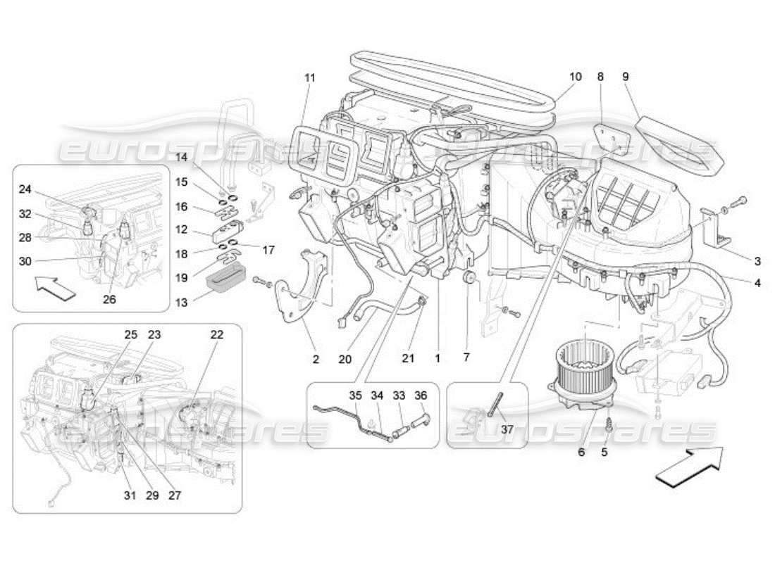 maserati qtp. (2005) 4.2 unità a c: diagramma delle parti dei dispositivi del dashboard