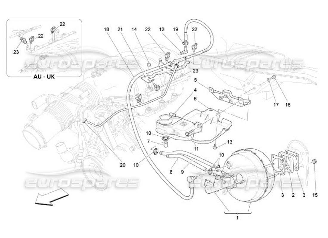 maserati qtp. (2005) 4.2 diagramma delle parti del servosistema freno