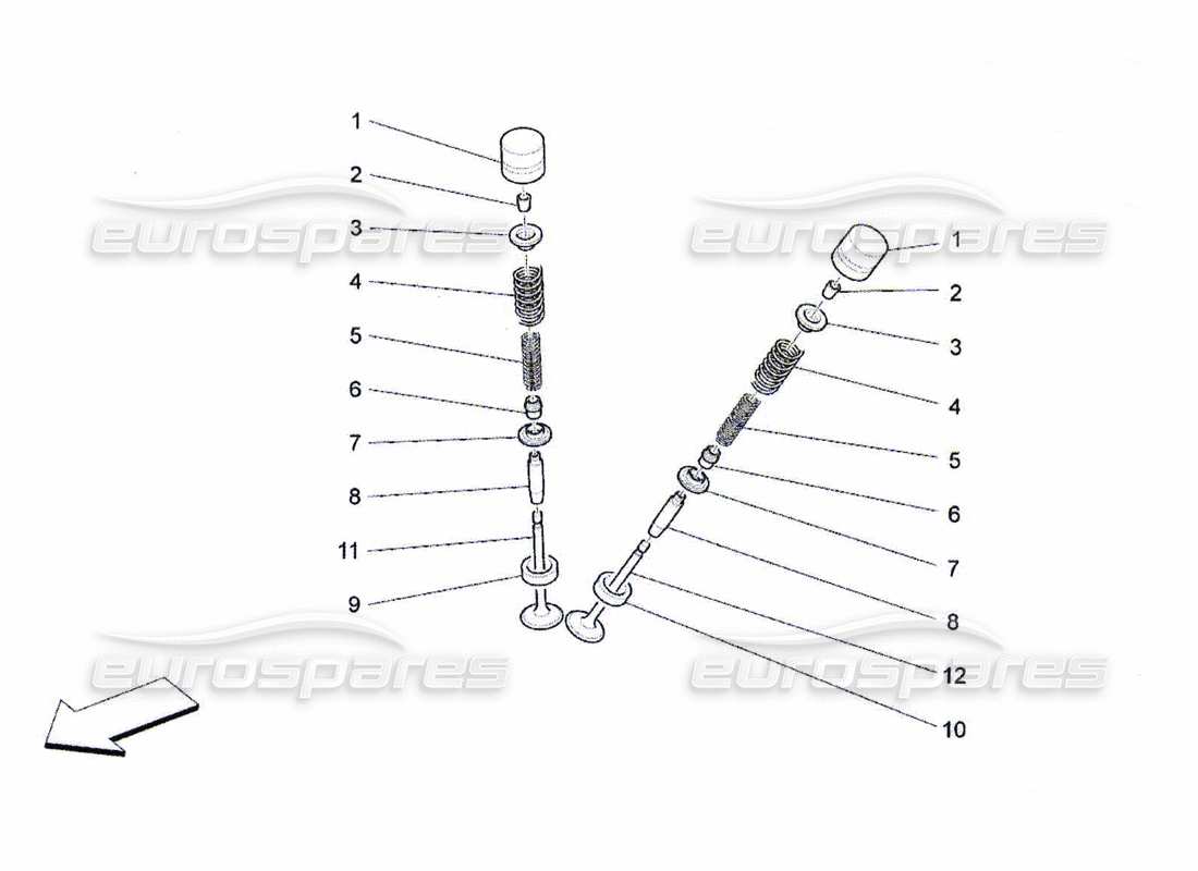 maserati qtp. (2010) 4.7 diagramma delle parti delle valvole