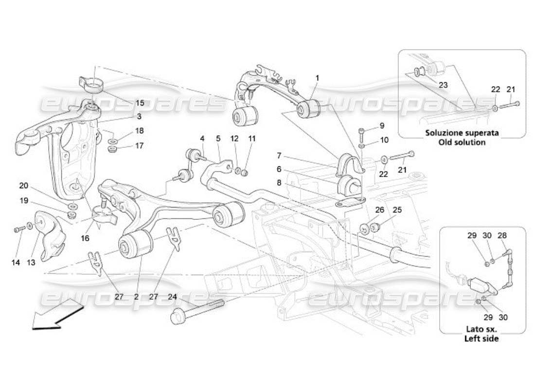 maserati qtp. (2005) 4.2 sospensioni anteriori diagramma delle parti