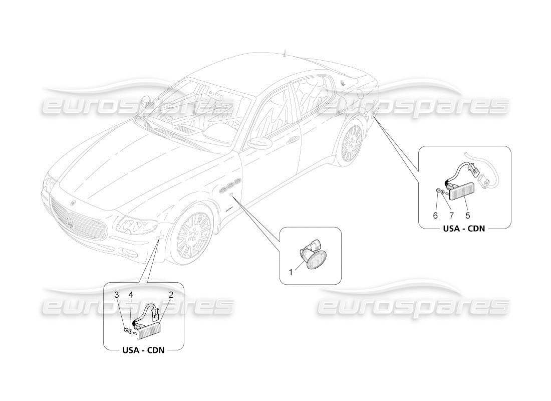 maserati qtp. (2011) 4.7 auto diagramma delle parti dei gruppi ottici laterali