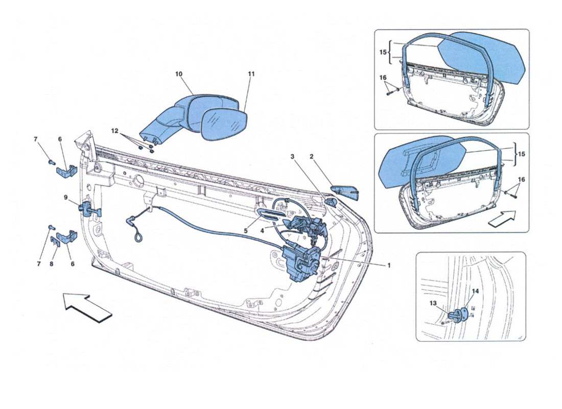 ferrari 458 challenge schema parte cerniere e specchio retrovisore