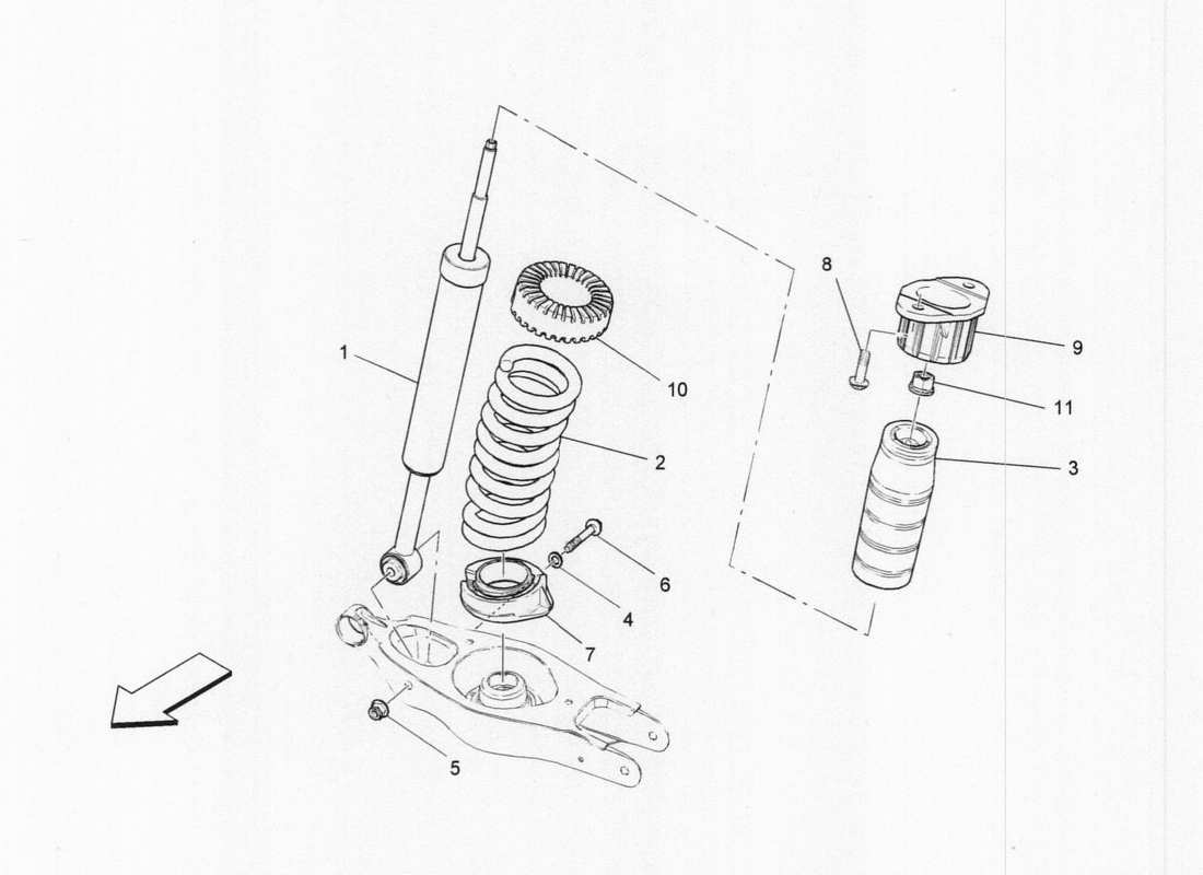 maserati qtp. v6 3.0 tds 275bhp 2017 schema delle parti degli ammortizzatori posteriori