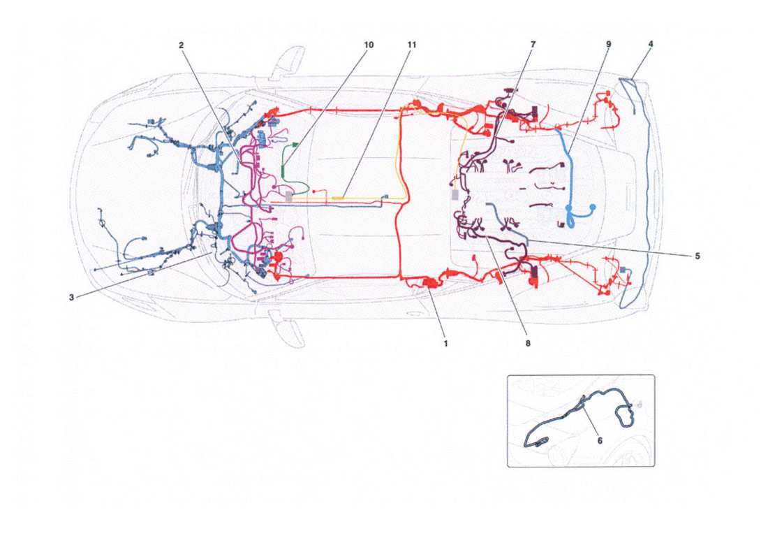 ferrari 458 challenge schema delle parti di cablaggi principali