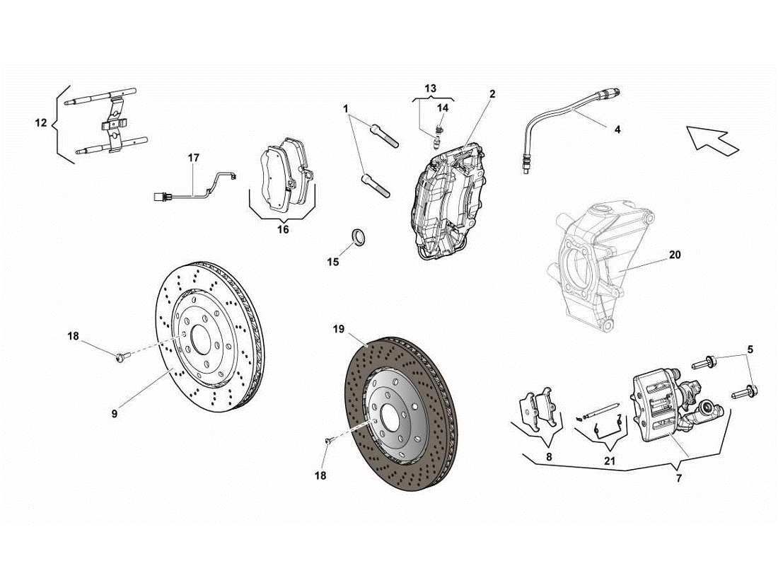 lamborghini gallardo lp570-4s perform dischi freni posteriori std-ccb diagramma delle parti