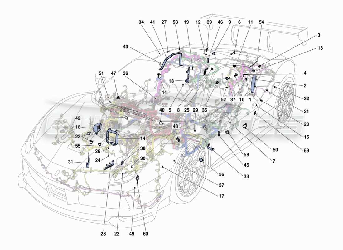 ferrari 488 challenge schema delle parti di cablaggio