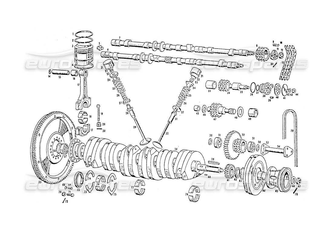 maserati 3500 gt parti mobili e diagramma delle parti di temporizzazione