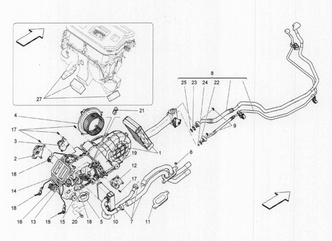 maserati qtp. v6 3.0 tds 275bhp 2017 unità ac: schema delle parti dispositivi tunnel