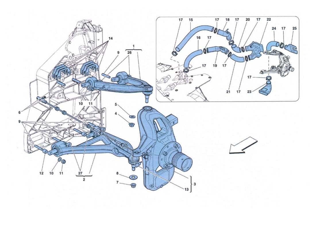 ferrari 458 challenge sospensione anteriore - leve schema parte