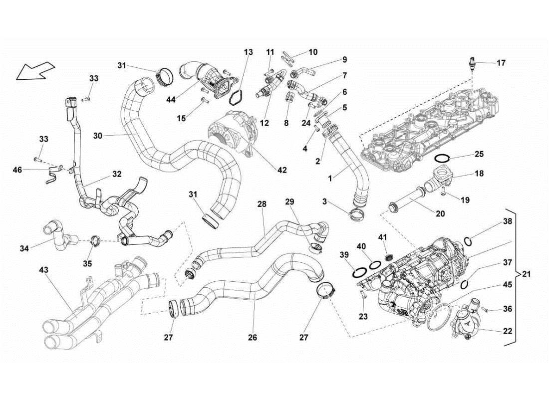 lamborghini gallardo sts ii sc sistema di raffreddamento ad acqua diagramma delle parti