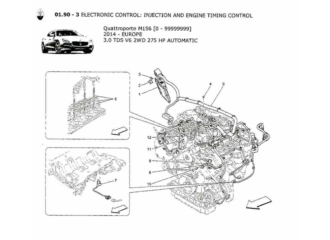 maserati qtp. v6 3.0 tds 275bhp 2014 controllo elettronico: diagramma delle parti di controllo dell'iniezione e della fasatura del motore