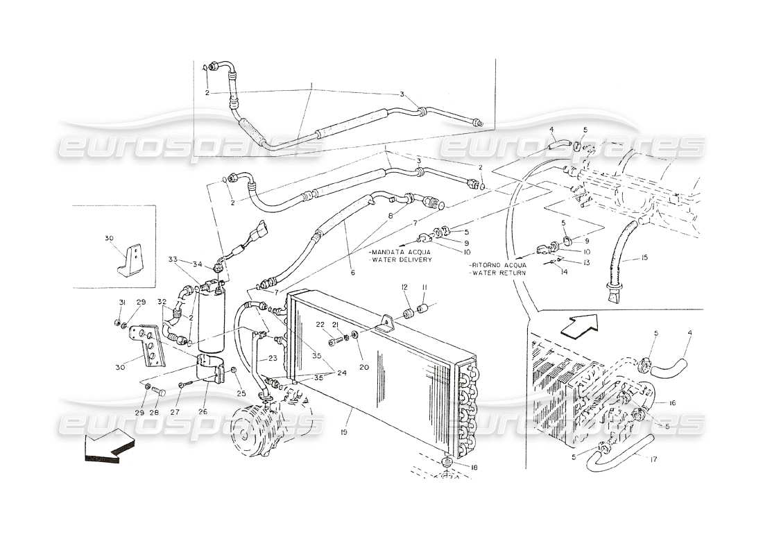 maserati shamal schema delle parti del sistema di climatizzazione (sterzo sinistro).