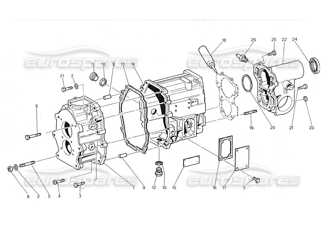 maserati 228 schema delle parti della scatola di trasmissione