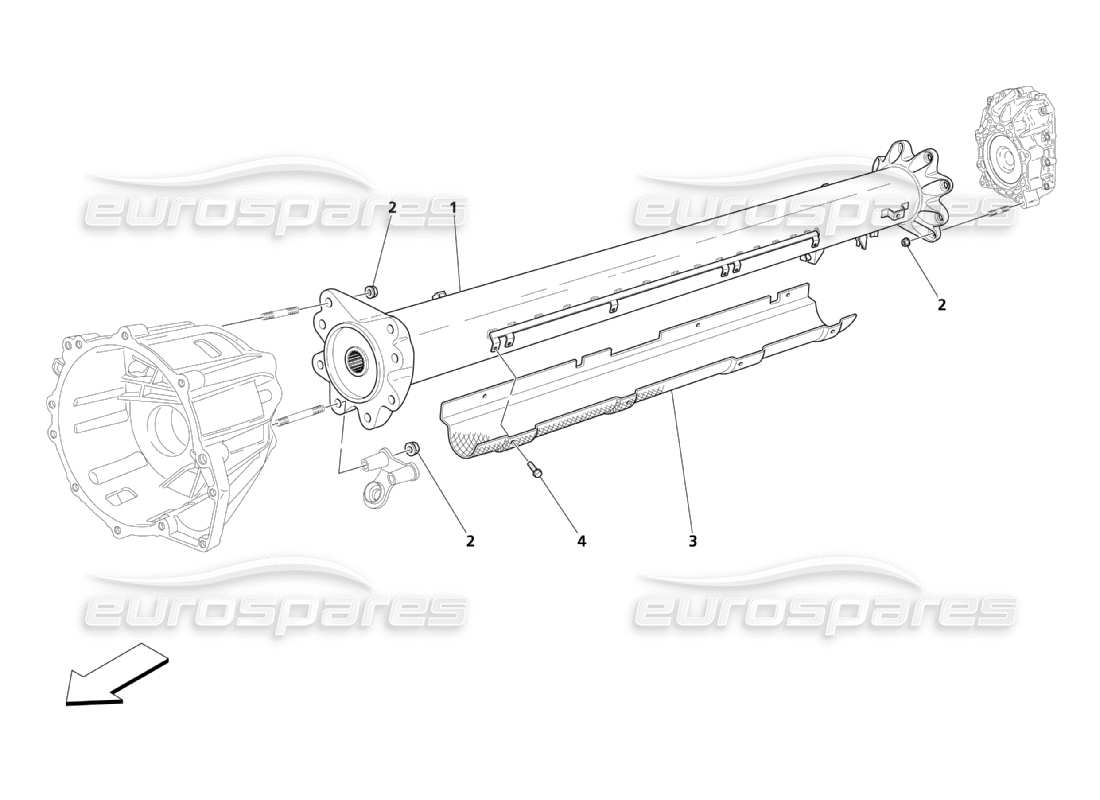 maserati qtp. (2003) 4.2 diagramma delle parti del tubo di trasmissione
