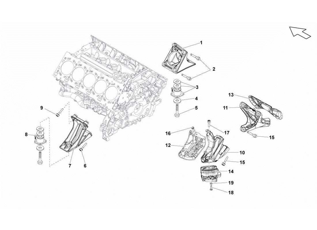 lamborghini gallardo sts ii sc parti di fissaggio del motore schema delle parti