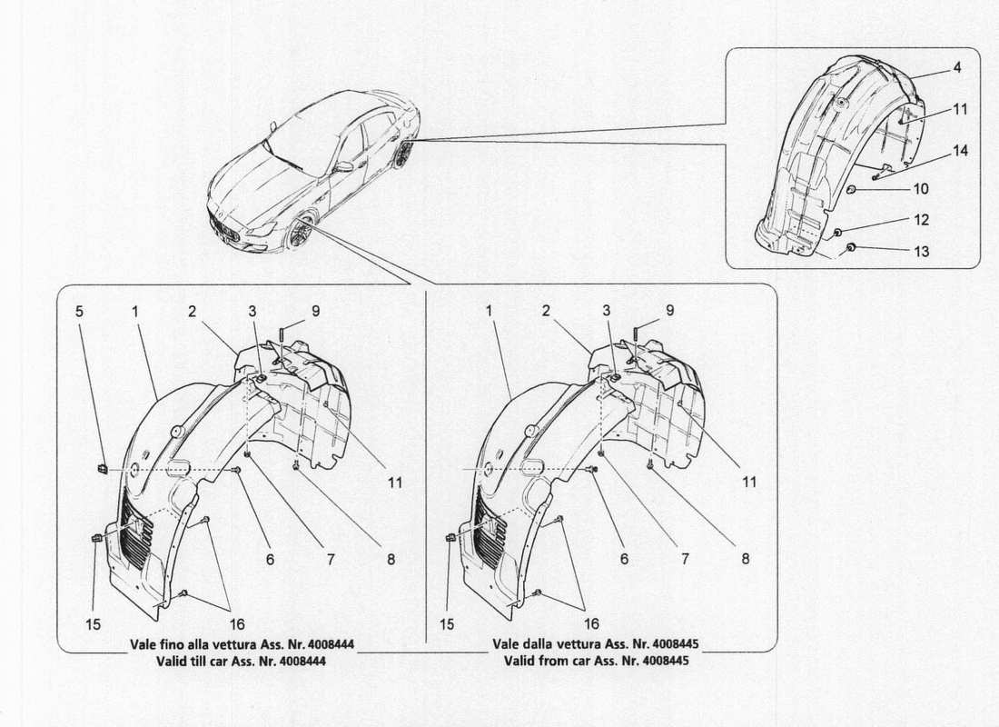 maserati qtp. v6 3.0 bt 410bhp 2wd 2017 diagramma delle parti della timoneria e dei coperchi