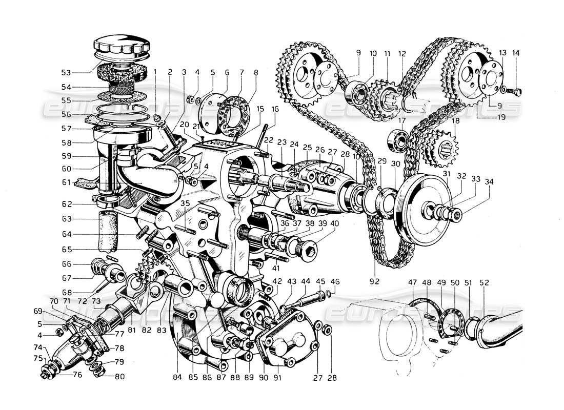 ferrari 275 gtb/gts 2 cam distribution part diagram