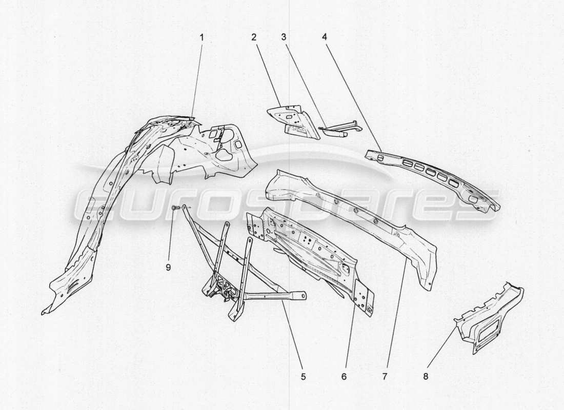 maserati qtp. v8 3.8 530bhp 2014 auto schema delle parti della carrozzeria e dei pannelli di rivestimento esterni posteriori