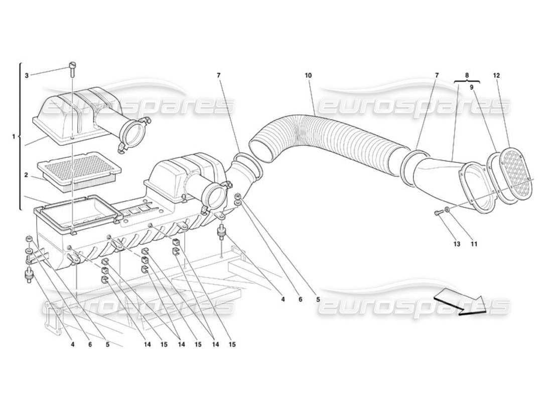 ferrari 360 challenge (2000) schema delle parti della presa d'aria