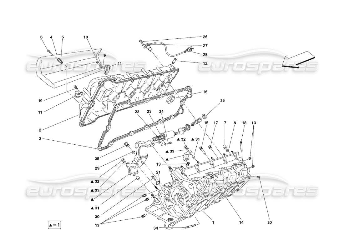 ferrari 430 challenge (2006) testata destra diagramma delle parti