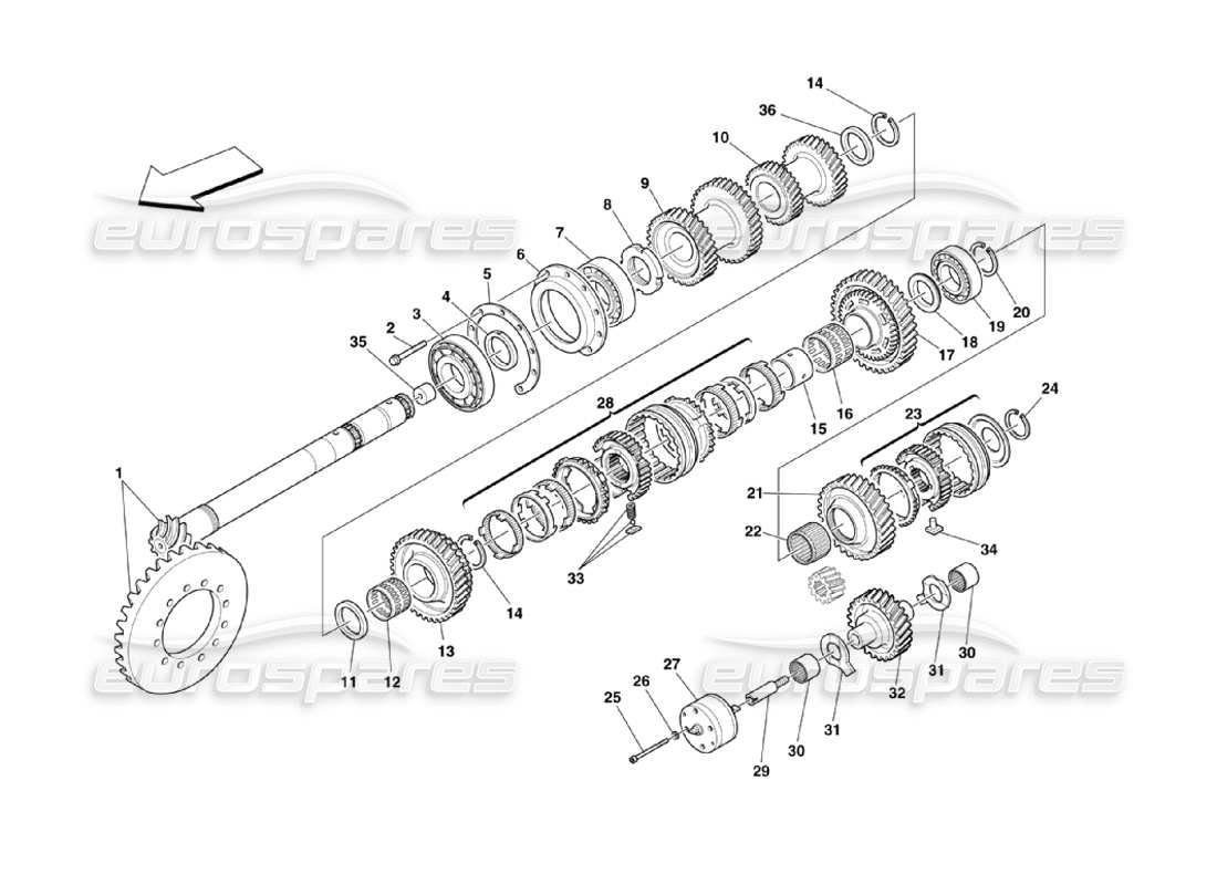 ferrari 360 challenge stradale ingranaggi dell'albero di rinvio diagramma delle parti