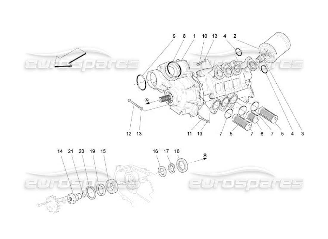 maserati qtp. (2005) 4.2 sistema di lubrificazione: diagramma delle parti di pompa e filtro