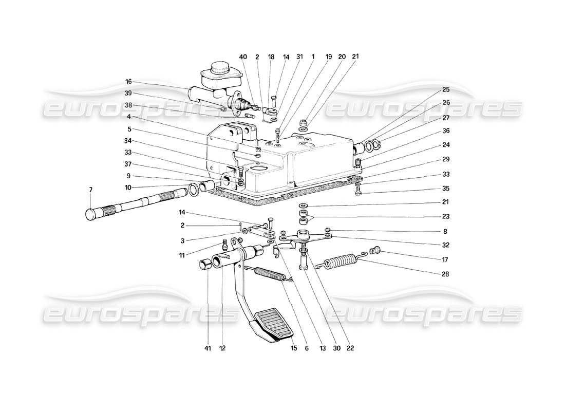 ferrari mondial 8 (1981) comando rilascio frizione diagramma delle parti