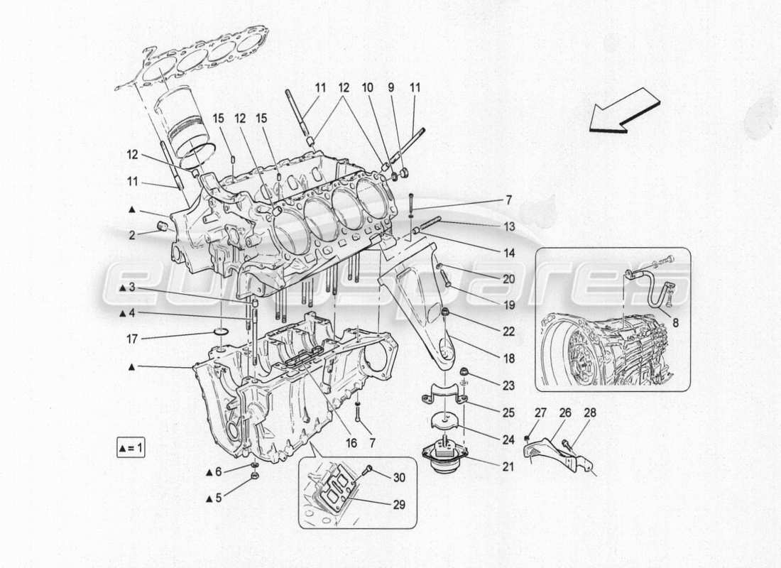 maserati granturismo special edition schema delle parti del basamento