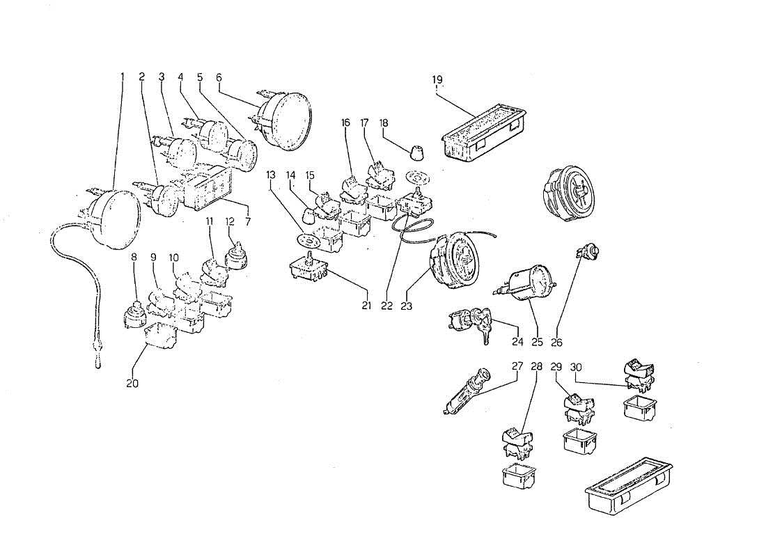 lamborghini jarama strumentazione cruscotto diagramma delle parti