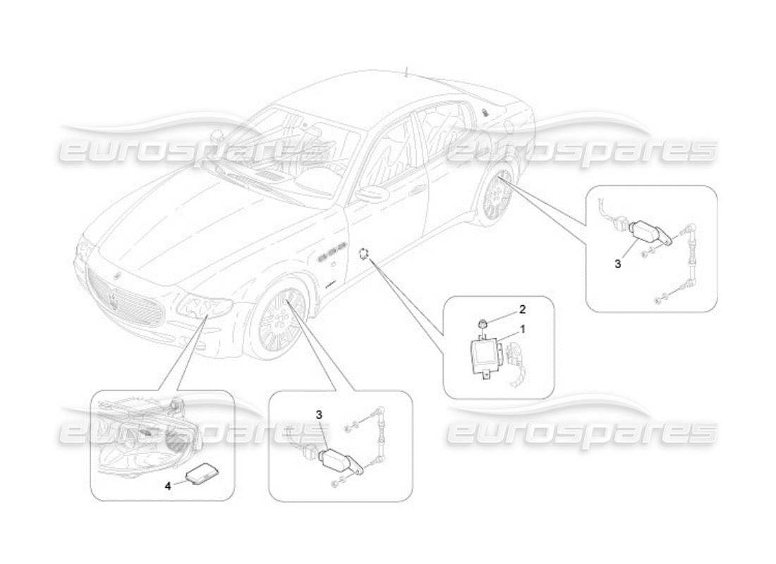 maserati qtp. (2005) 4.2 controllo del sistema di illuminazione diagramma delle parti