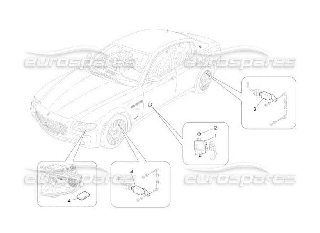 maserati qtp. (2005) 4.2 diagramma delle parti di controllo del sistema di illuminazione