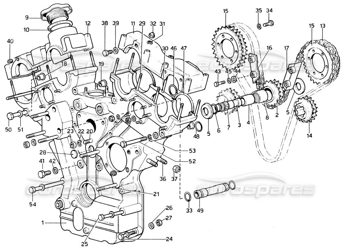 ferrari 365 gtb4 daytona (1969) diagramma delle parti di temporizzazione