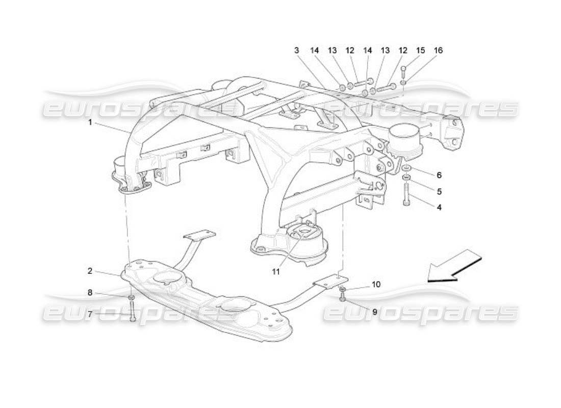 maserati qtp. (2005) 4.2 schema delle parti del telaio posteriore