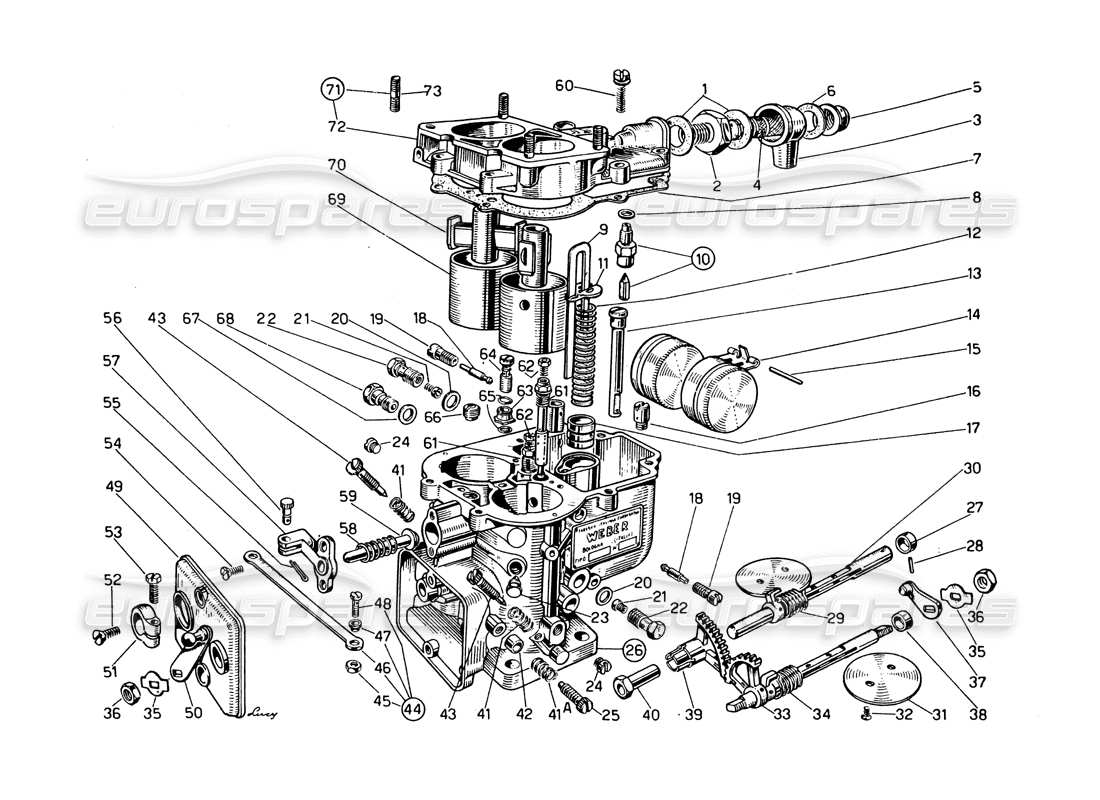 ferrari 275 gtb/gts 2 cam carburatori weber 40 dcz-6 schema delle parti