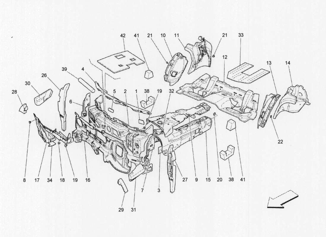 maserati qtp. v6 3.0 bt 410bhp 2wd 2017 pannelli insonorizzati all'interno del diagramma delle parti del veicolo
