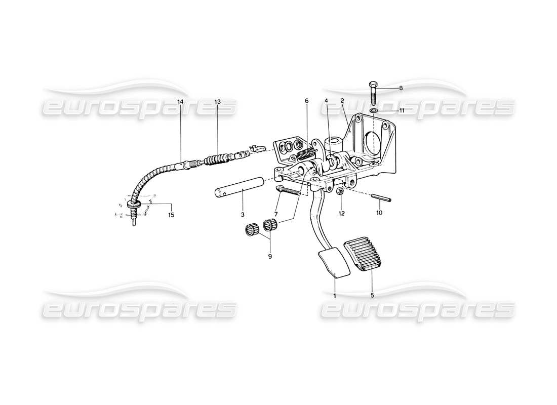 ferrari 246 dino (1975) pedaliera - controllo frizione diagramma delle parti