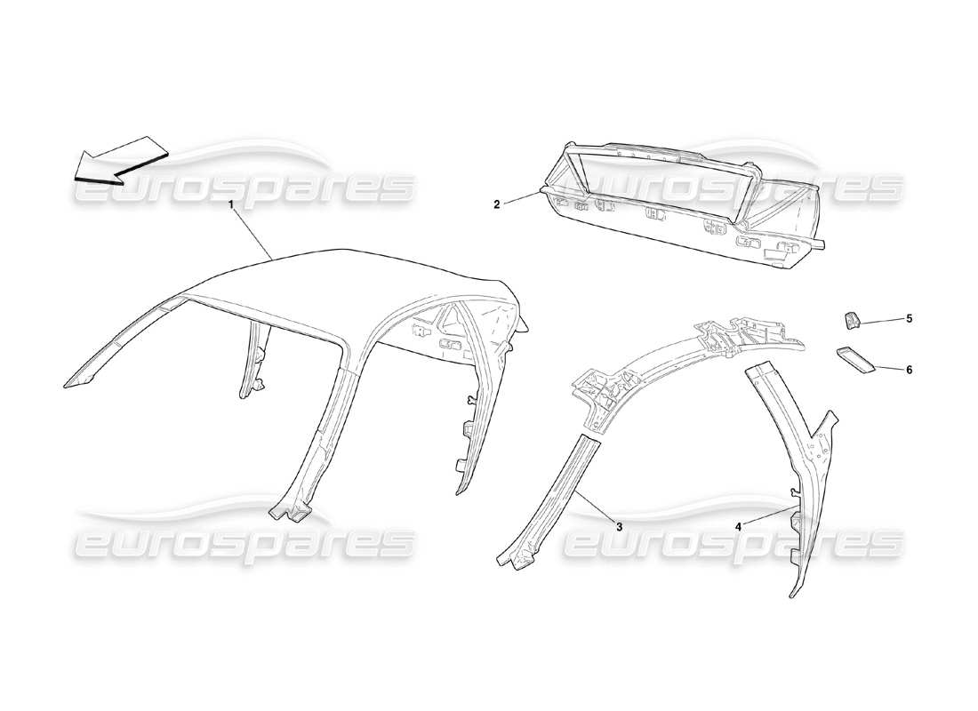 ferrari 360 challenge (2000) tetto - schema delle parti struttura