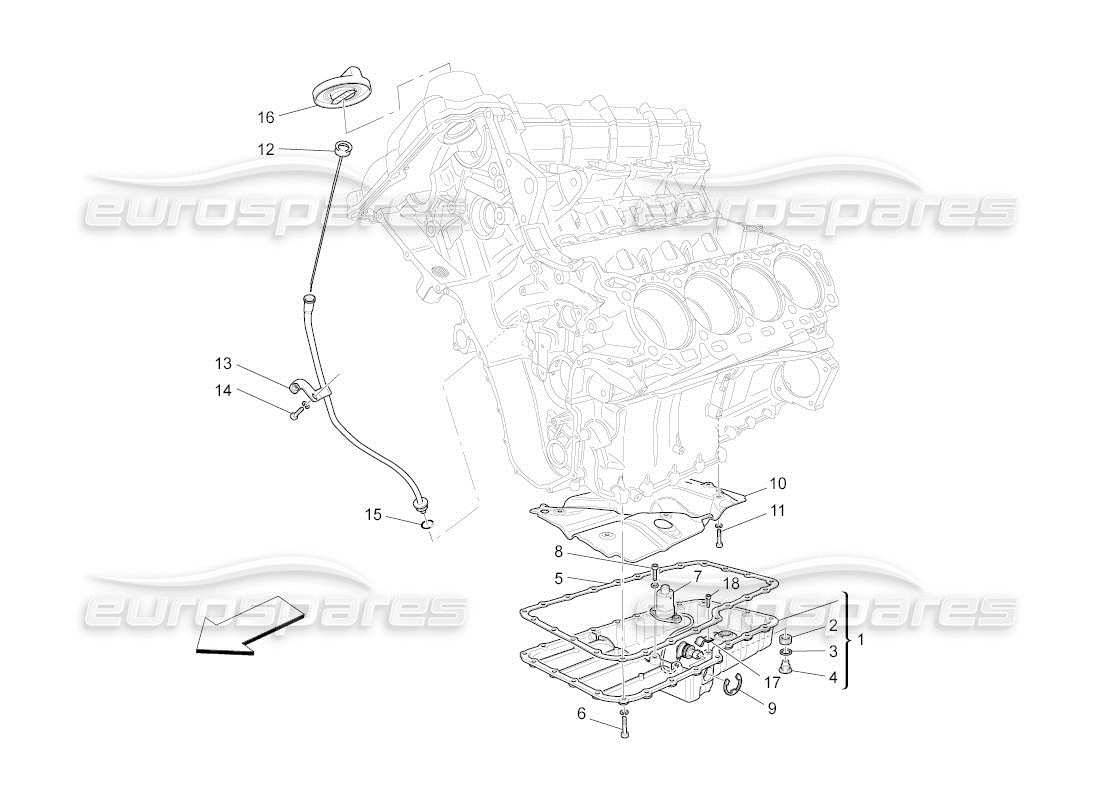 maserati qtp. (2011) 4.7 auto sistema di lubrificazione: diagramma delle parti del circuito e della raccolta