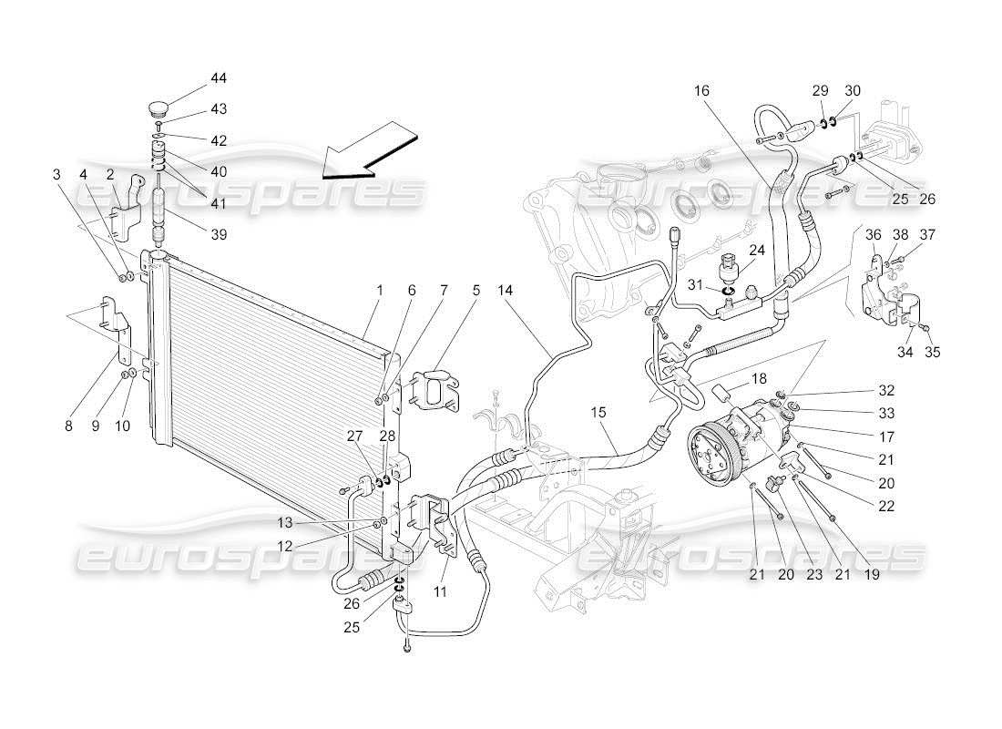 maserati qtp. (2011) 4.7 auto unità a c: diagramma delle parti dei dispositivi del vano motore