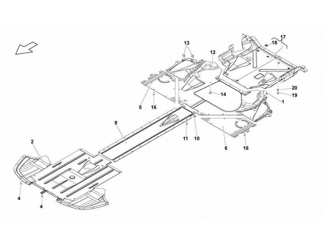 lamborghini gallardo lp560-4s update pannelli del pavimento con telaio diagramma delle parti