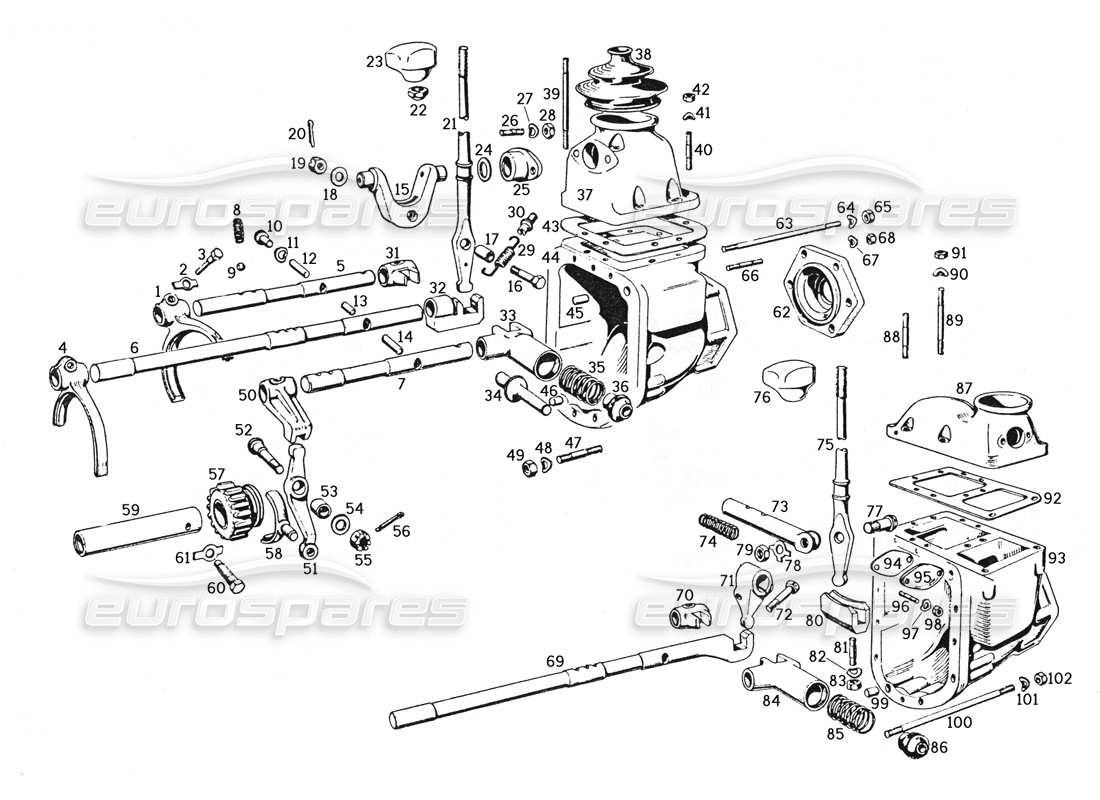 ferrari 250 gte (1957) controllo del cambio diagramma delle parti