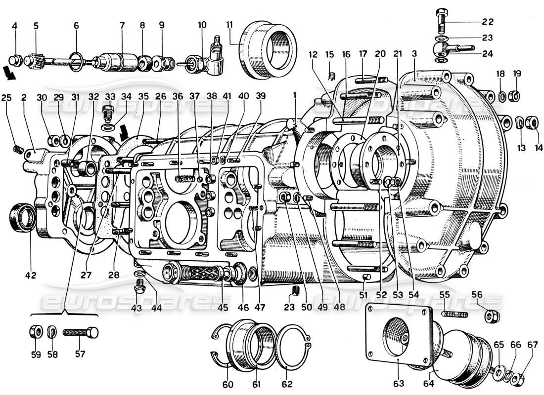 ferrari 330 gtc coupe cambio - differenziale diagramma delle parti