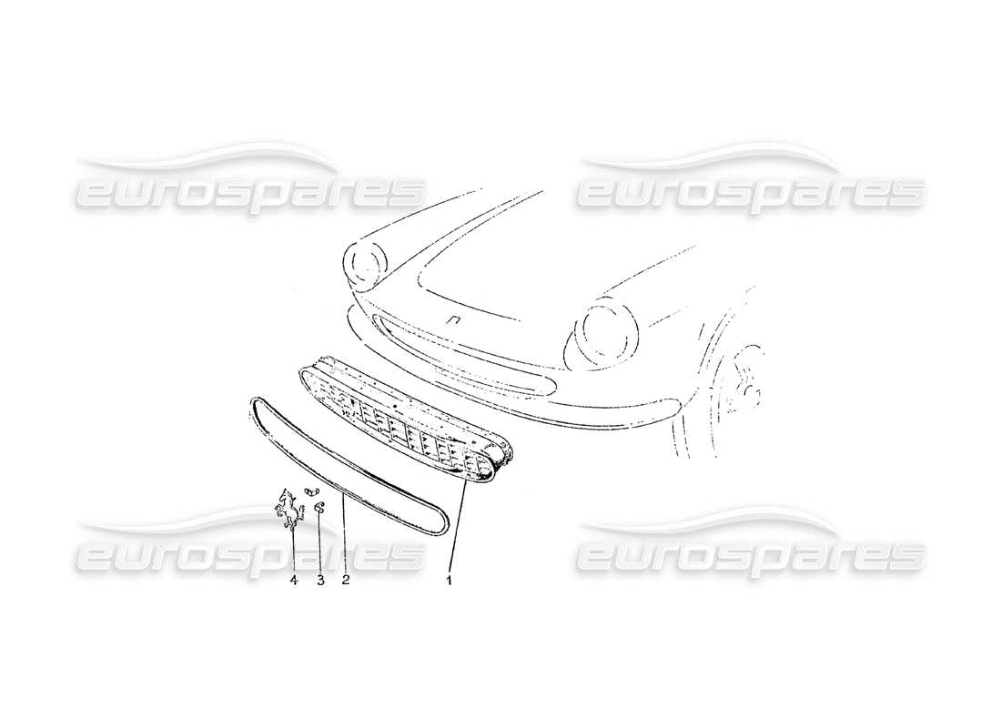 ferrari 275 (pininfarina coachwork) gruppo maschera radiatore diagramma delle parti