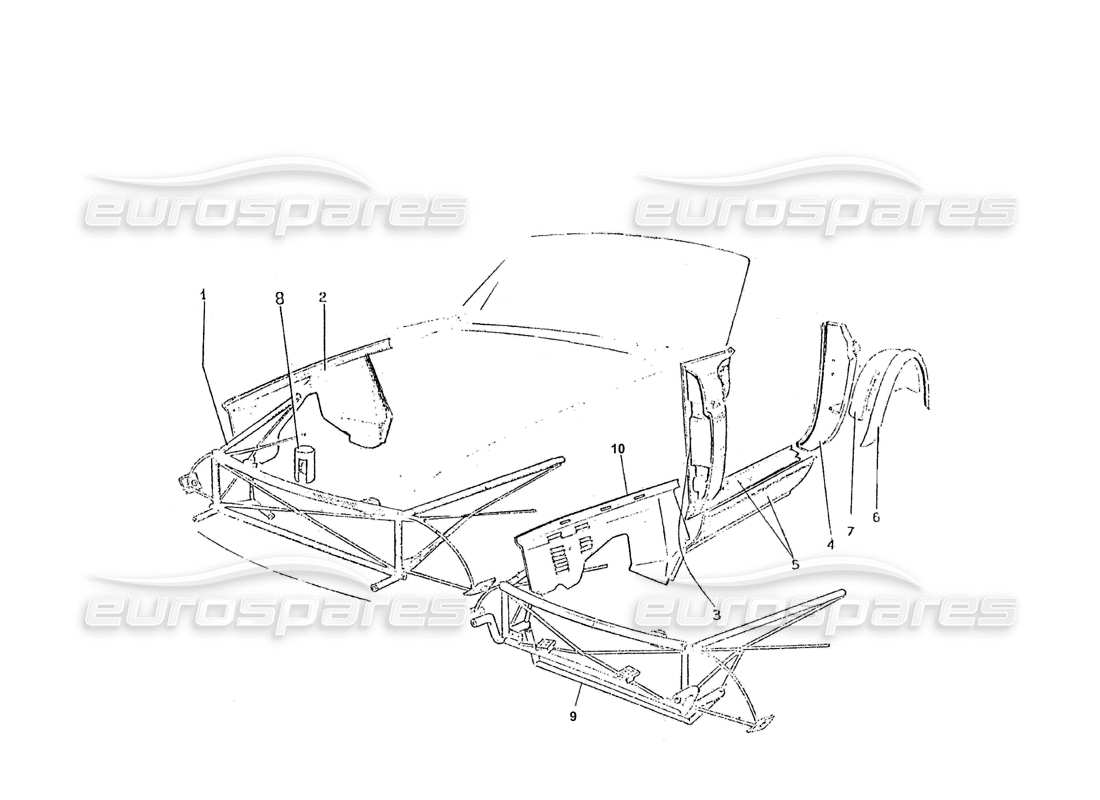 ferrari 275 (pininfarina coachwork) gruppo ossature diagramma delle parti