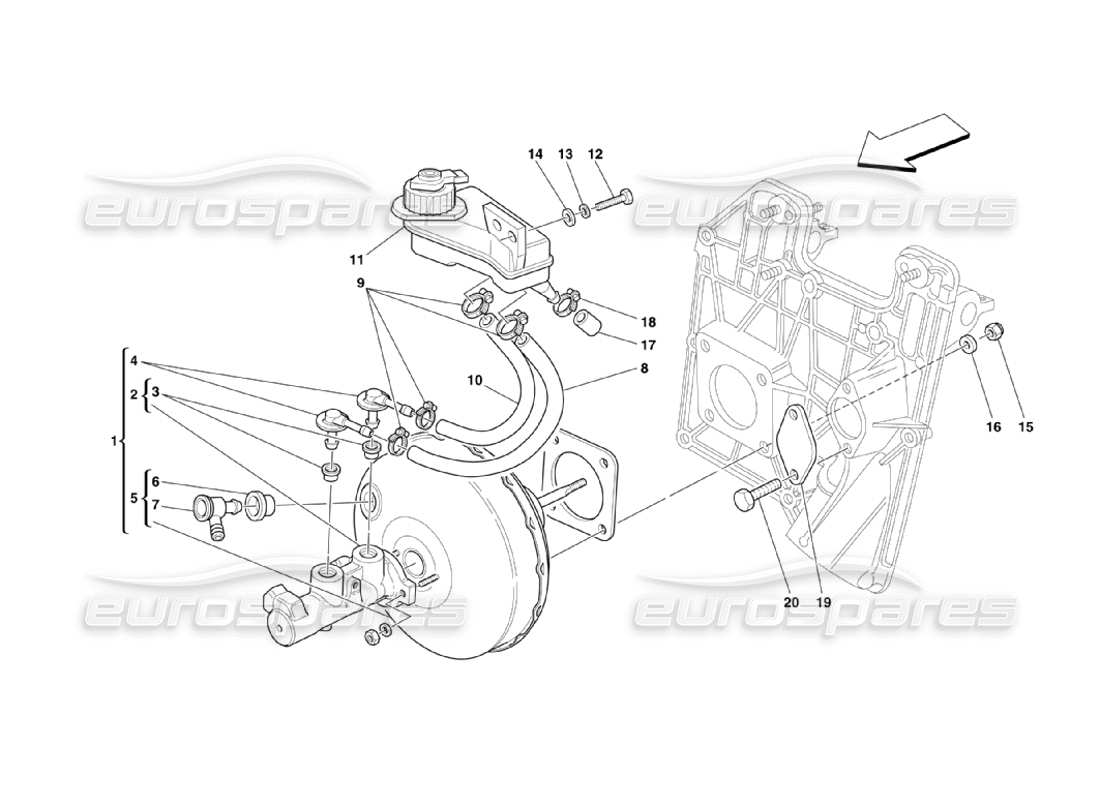 ferrari 360 challenge stradale schema delle parti del controllo idraulico dei freni