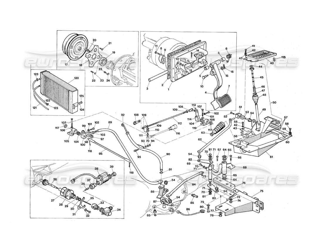 maserati qtp.v8 4.9 (s3) 1979 pedali e comandi: diagramma delle parti del cambio automatico