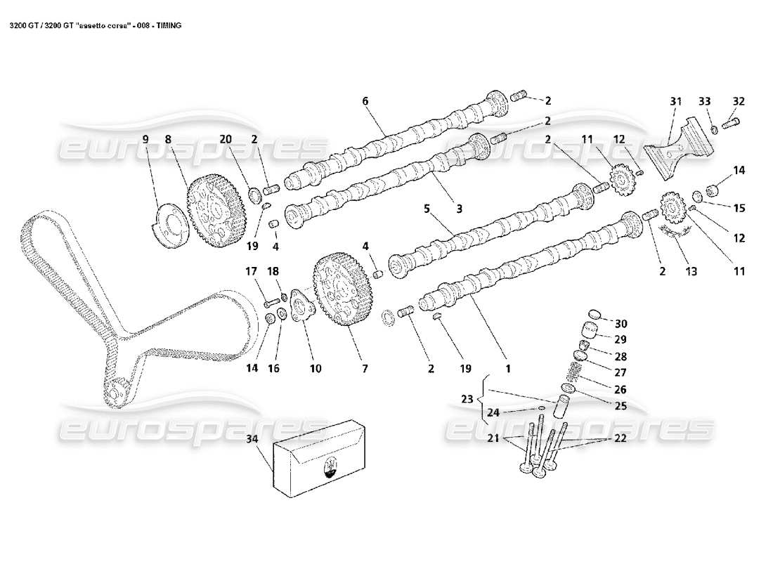 maserati 3200 gt/gta/assetto corsa tempistica diagramma delle parti