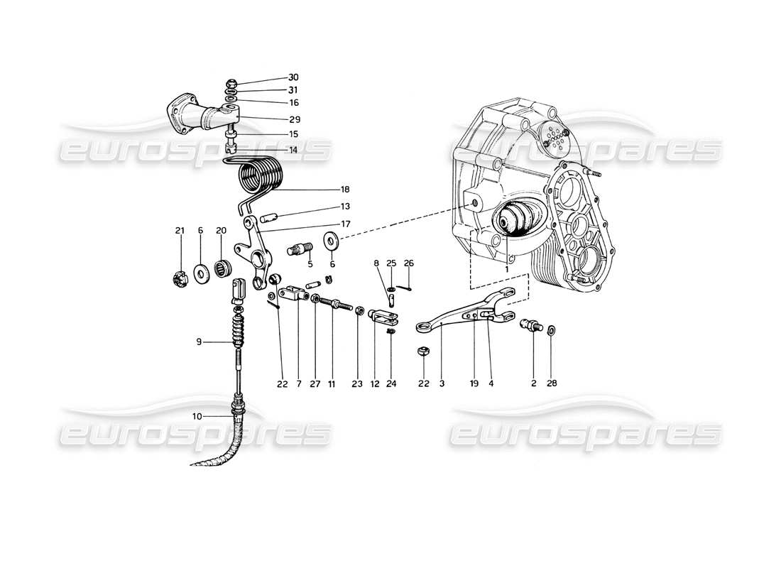 ferrari 246 dino (1975) disinnesto della frizione diagramma delle parti